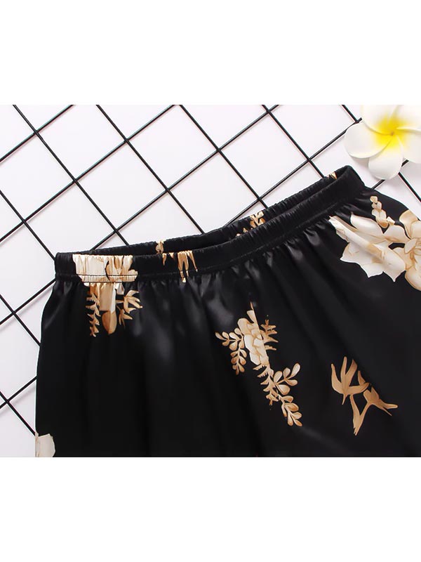 Ensemble Pyjama Short en Satin Pour Femme "Valse des Fleurs"