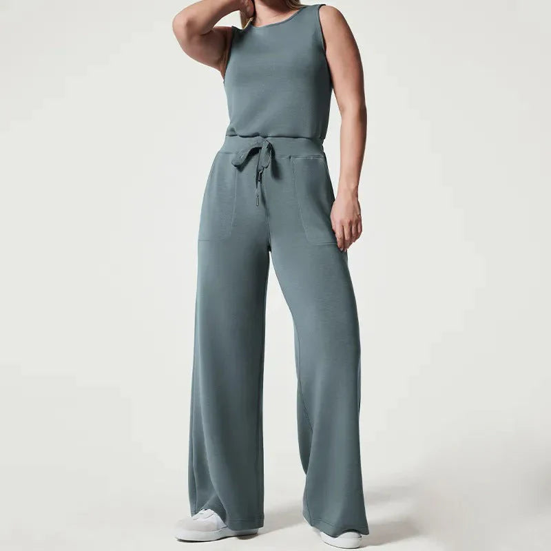 Ensemble de combinaison sans manches à jambes larges pour femme