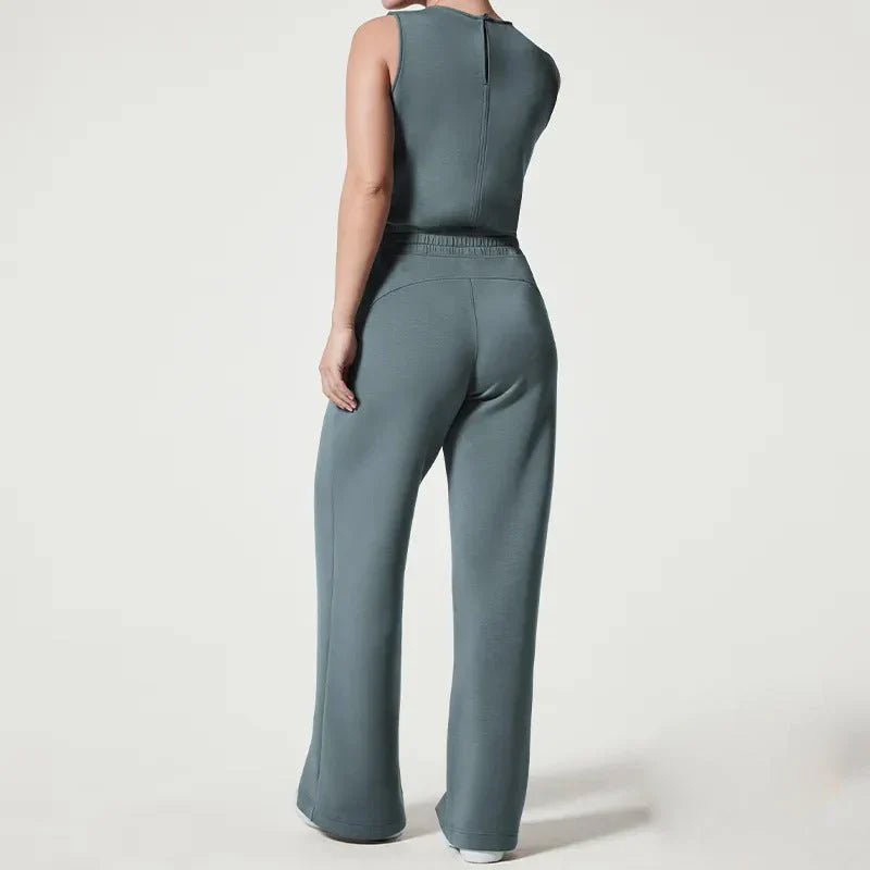 Ensemble de combinaison sans manches à jambes larges pour femme