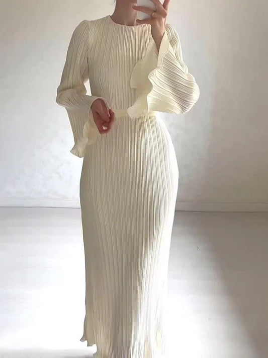 Robe longue élégante à manches cloche pour femmes