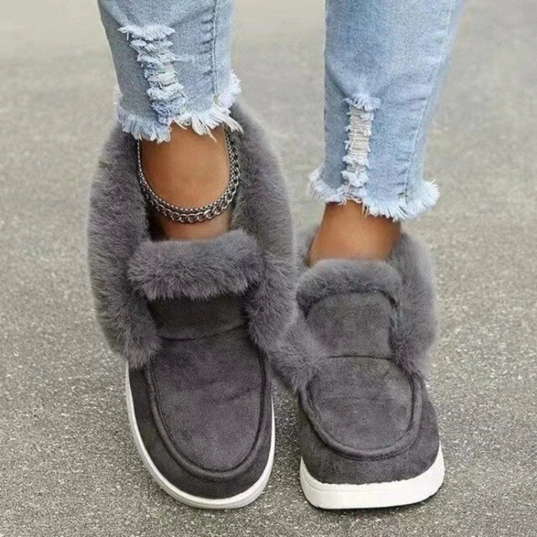 Chaussures d'hiver douillettes doublées de fourrure pour femmes