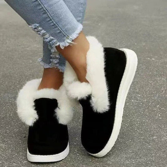 Chaussures d'hiver douillettes doublées de fourrure pour femmes