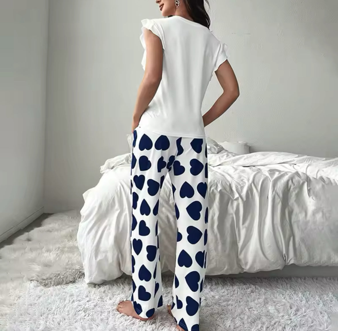 Ensemble pyjama femme coeur manche courte