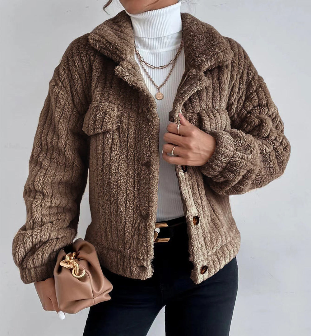 Cardigan sherpa texturé douillet pour femmes