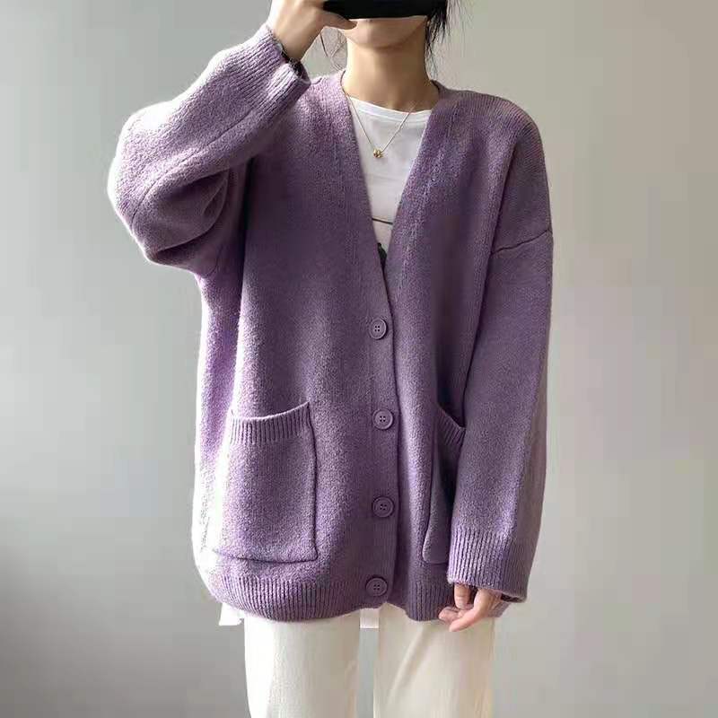 Cardigan douillet en tricot surdimensionné avec poches pour femmes