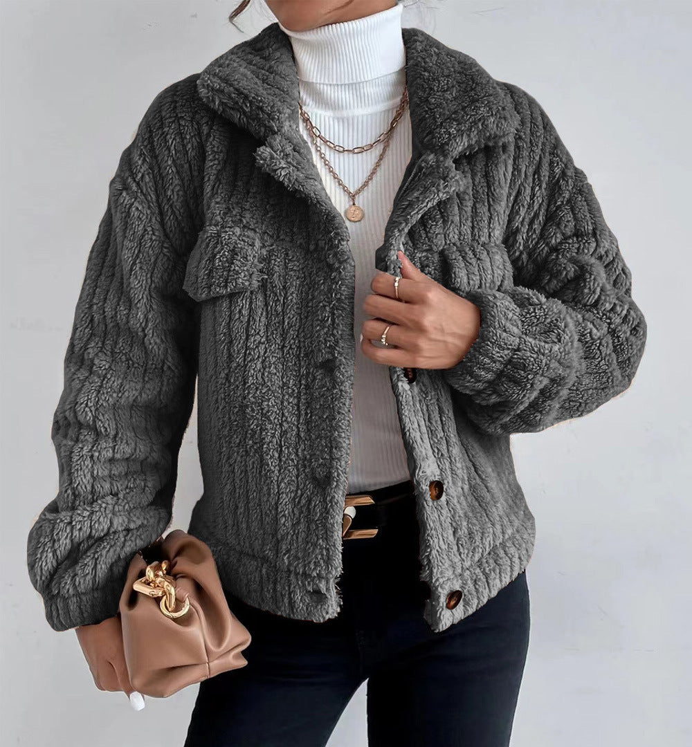 Cardigan sherpa texturé douillet pour femmes