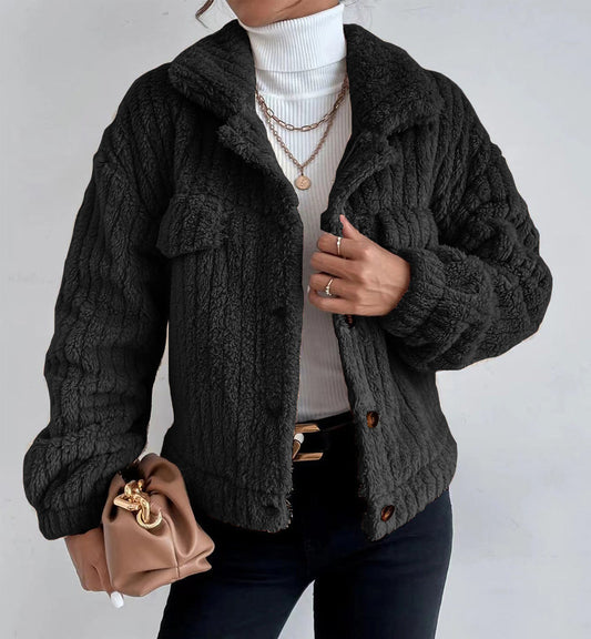 Cardigan sherpa texturé douillet pour femmes