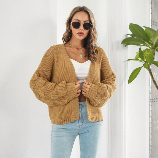 Cardigan en tricot à manches épaisses pour femmes