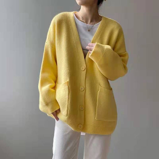 Cardigan douillet en tricot surdimensionné avec poches pour femmes