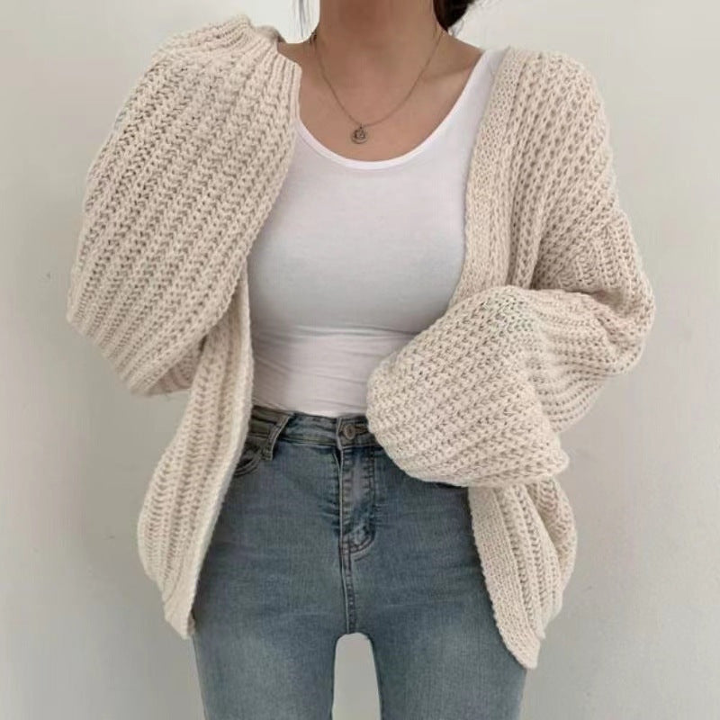 Cardigan ouvert en maille épaisse pour femmes