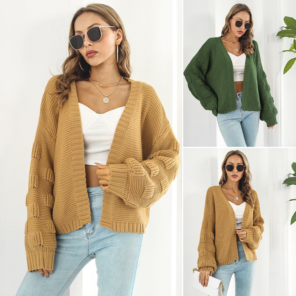 Cardigan en tricot à manches épaisses pour femmes