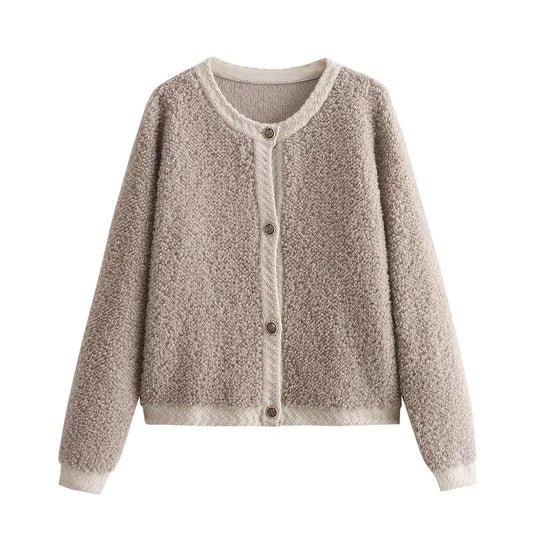 Cardigan Sherpa douillet à boutons pour femmes