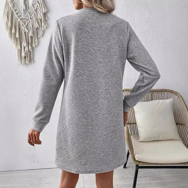 Robe chandail texturée à manches longues pour femmes