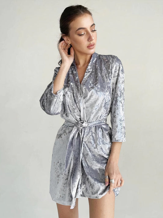 Robe de Chambre en Velours pour Femme "Argentée"