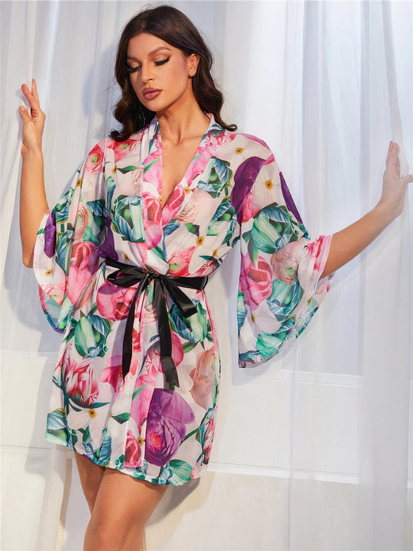 Robe de Chambre en Satin pour Femme "Fuchsia"