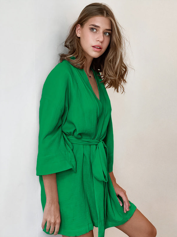 Robe de Chambre Femme en Coton "Vert"