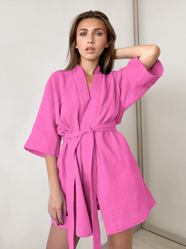 Robe de Chambre Femme en Coton "Rose"