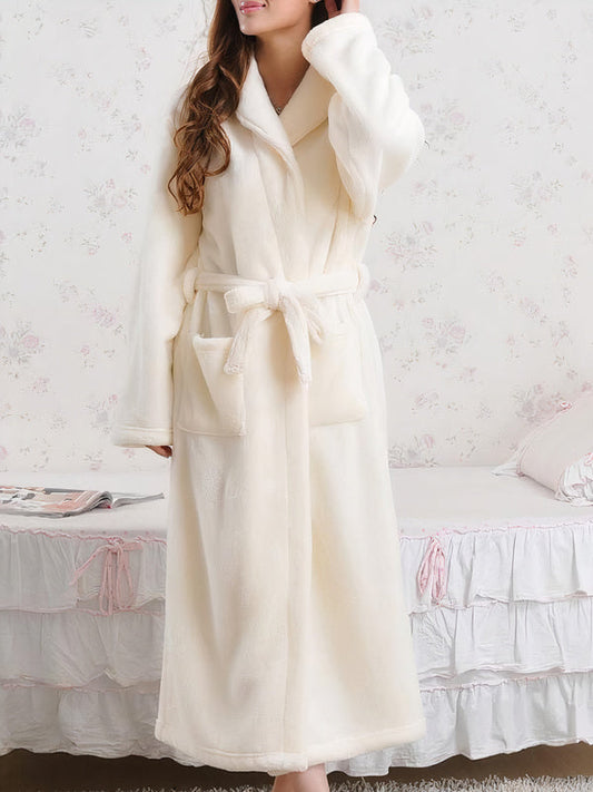 Robe de Chambre Longue Polaire Femme "Beige"