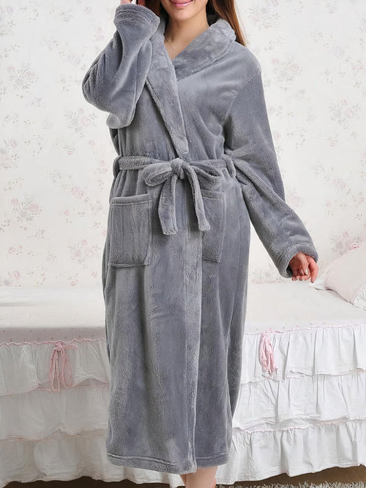 Robe de Chambre Longue Polaire Femme "Gris"