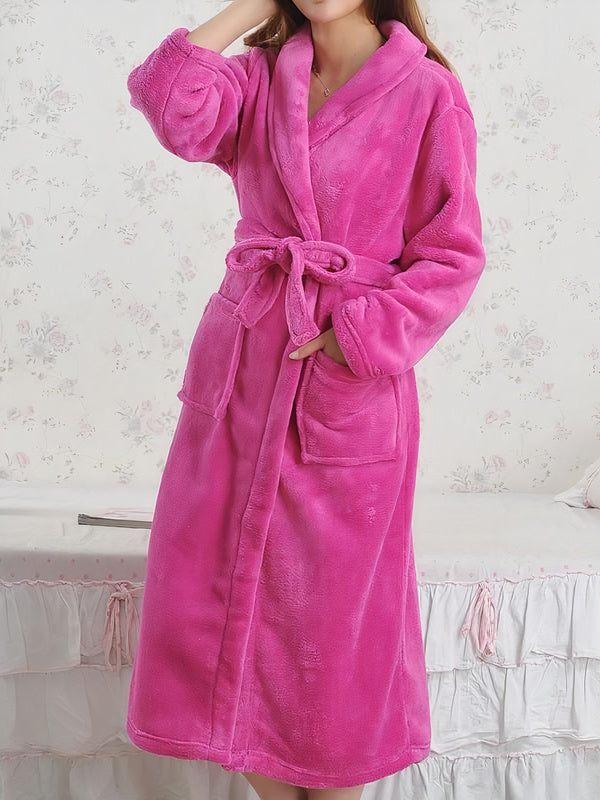 Robe de Chambre Longue Polaire Femme "Rose Foncé"