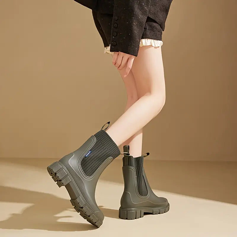 Bottines imperméables à semelle épaisse pour femmes