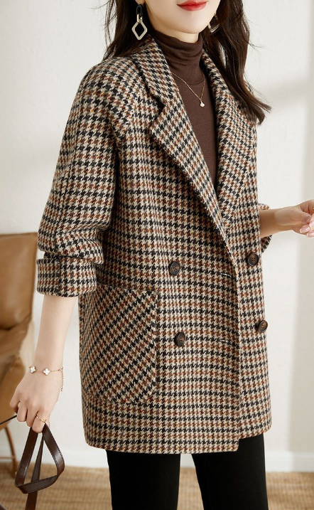 Veste à carreaux vintage élégante pour femmes