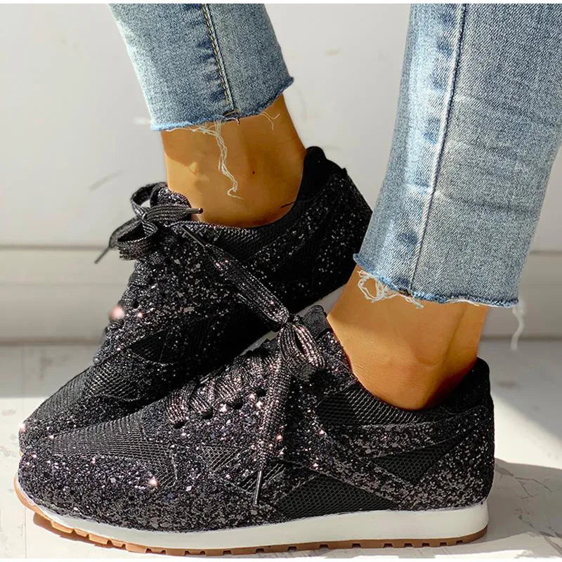 Baskets casual à paillettes pour femmes