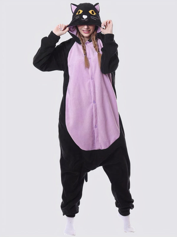 Combinaison Pyjama Pour Femme "Chat Nocturne Violet"