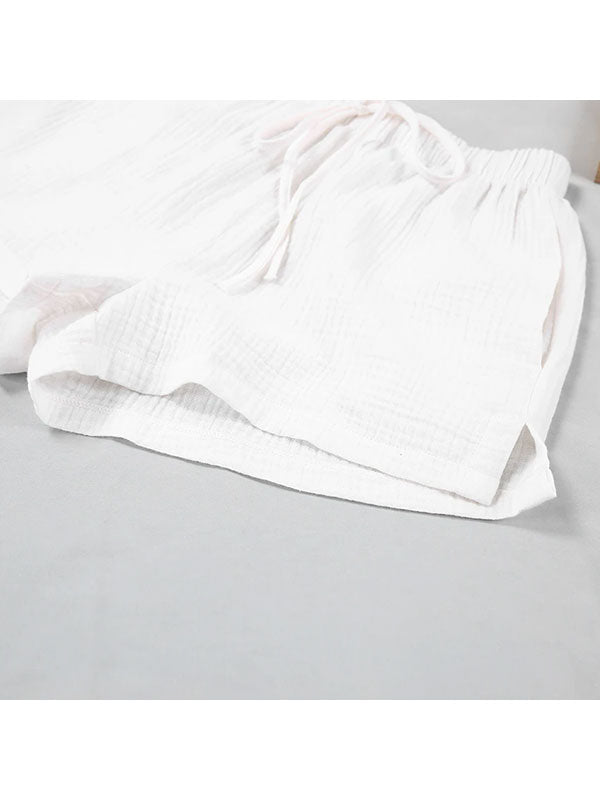 Ensemble Pyjama Short Blanc Pour Femme "Douceur de Brume"