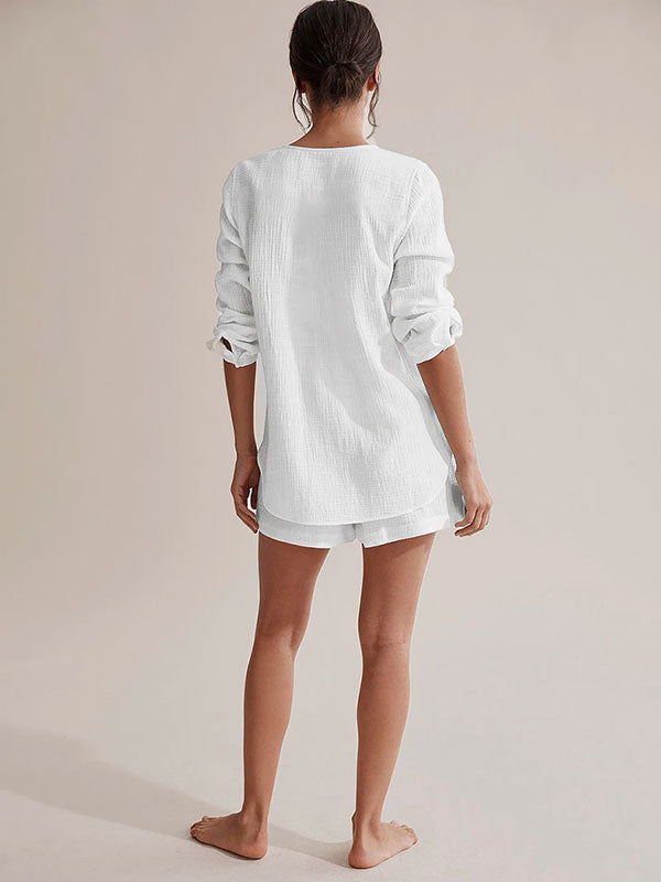 Ensemble Pyjama Short Blanc Pour Femme "Douceur de Brume"