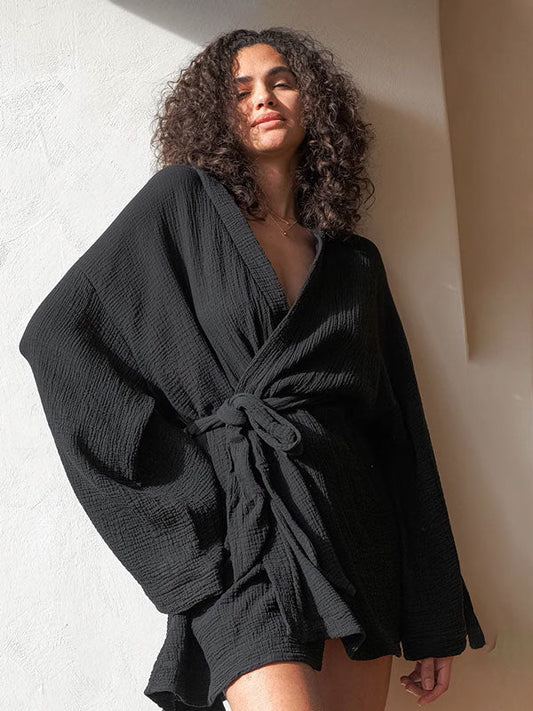 Robe de Chambre Femme Kimono Ceinturée "Refuge Douillet"