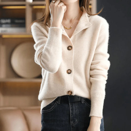 Cardigan classique à col rond pour femmes