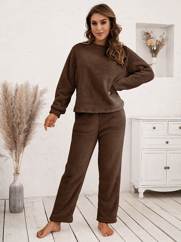 Pyjama d'Hiver Chaud en Flanelle Pour Femme Marron "Eden Polaire"