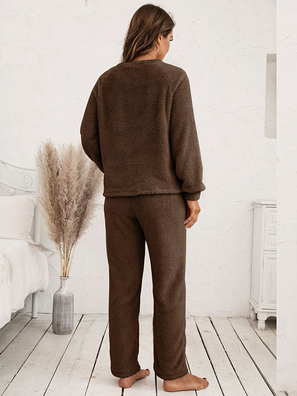 Pyjama d'Hiver Chaud en Flanelle Pour Femme Marron "Eden Polaire"