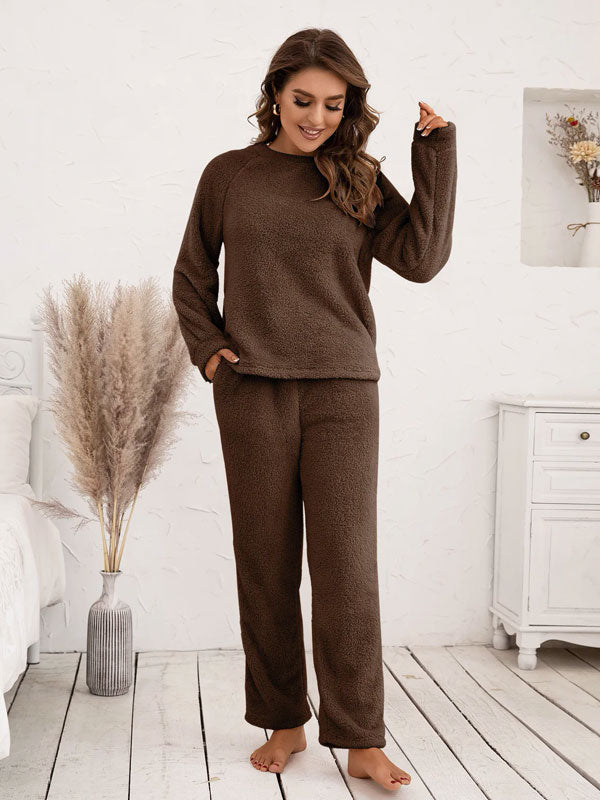 Pyjama d'Hiver Chaud en Flanelle Pour Femme Marron "Eden Polaire"