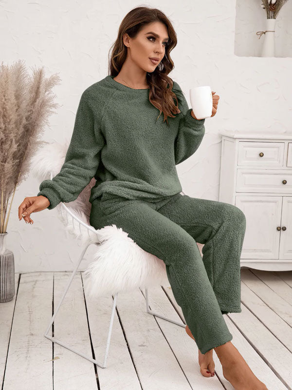 Pyjama Chaud Pour Femme en Flanelle Vert Sauge "Eden Polaire"