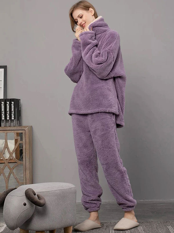 Pyjama En Polaire Violet Pour Femme "Flocon de Douceur"