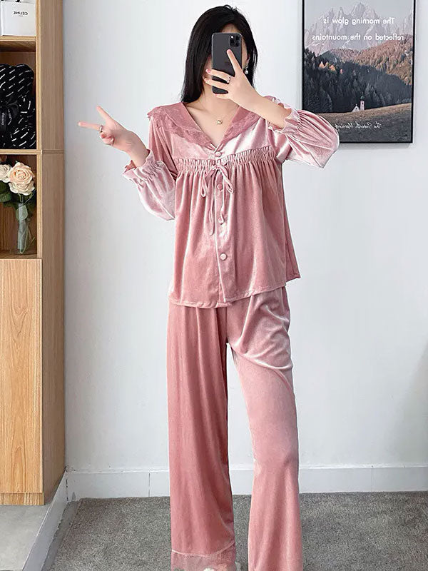 Pyjama En Velours Rose Pour Femme "Caresse d'Étoile"