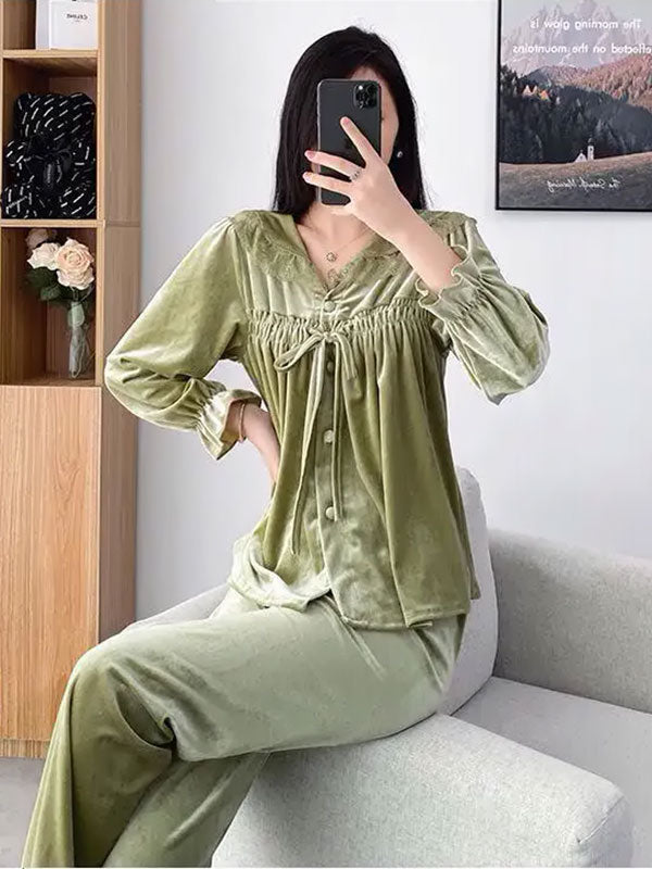 Pyjama Pour Femme En Velours "Frisson de Jade"