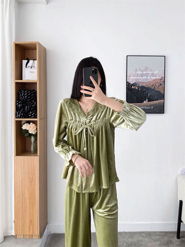 Pyjama Pour Femme En Velours "Frisson de Jade"