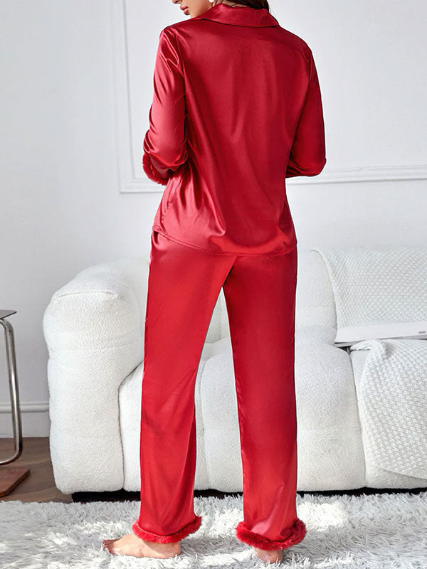 Pyjama Rouge en Satin Pour Femme "Amour Écarlate"