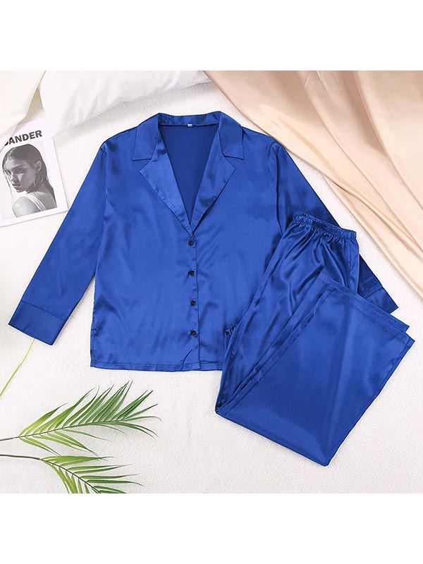 Pyjama En Satin Bleu Pour Femme "Étoile Nocturne"