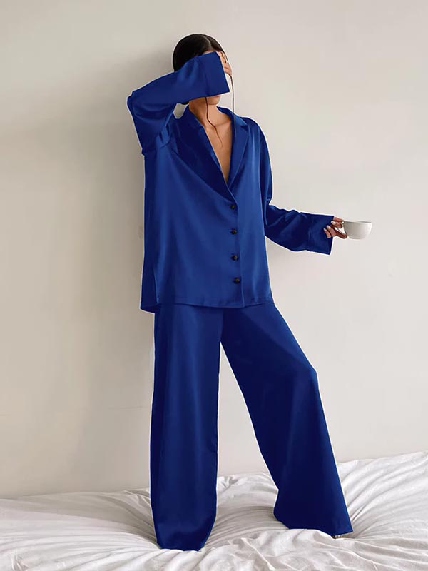 Pyjama En Satin Bleu Pour Femme "Étoile Nocturne"