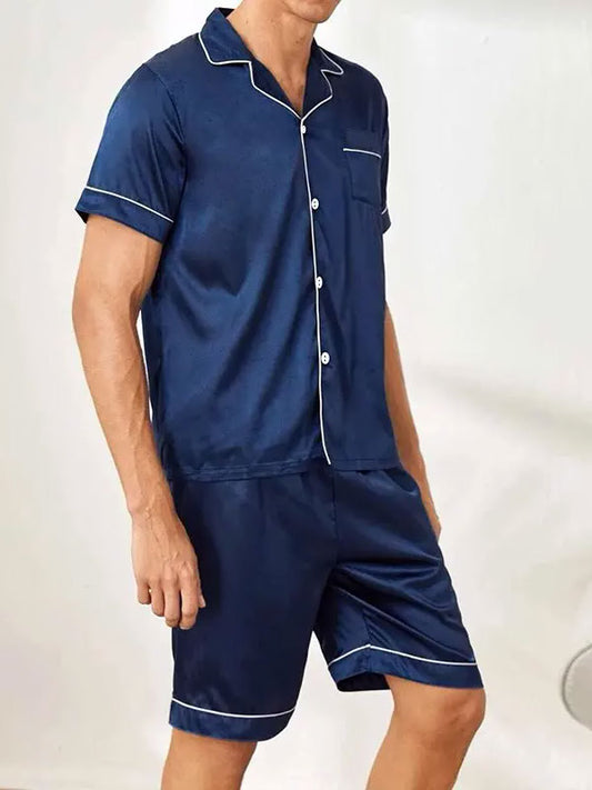 Pyjama Short Pour Homme En Satin "Calme Nocturne"