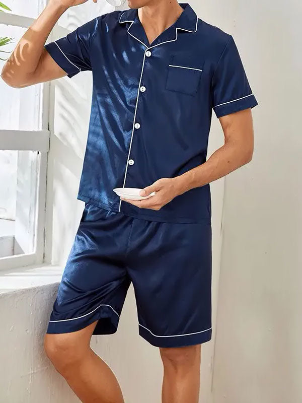 Pyjama Short Pour Homme En Satin "Calme Nocturne"