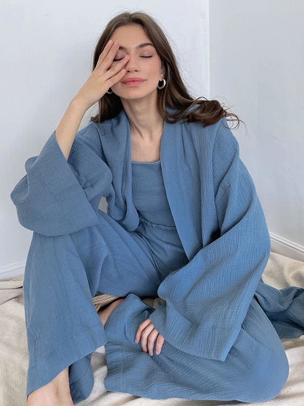 Pyjama Kimono Bleu Pour Femme "Murmure d'Océan"