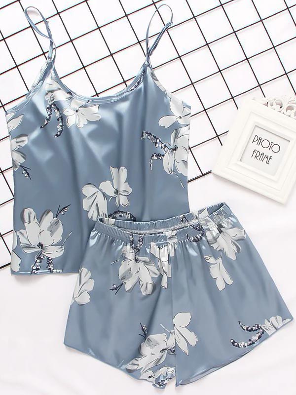 Pyjama En Satin "Nuit Bleue Argent"