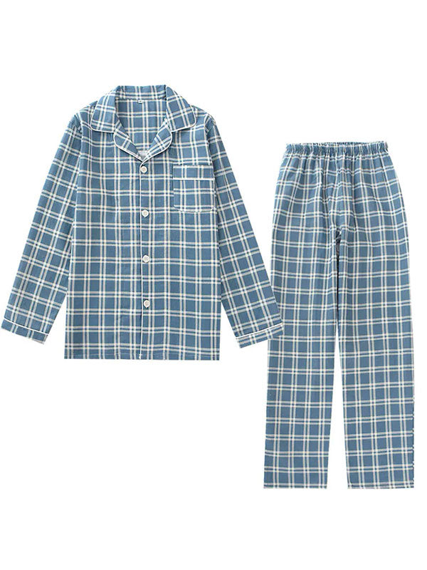 Pyjamas Pour Homme 100% Coton À Carreaux "Douceur d'Ébène"