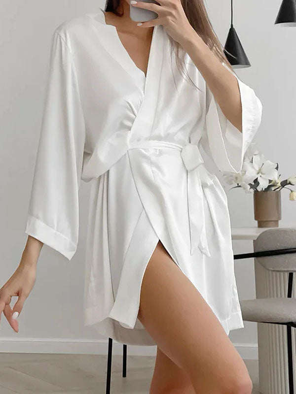 Robe de Chambre Blanche Pour Femme "Douceur de Satin"