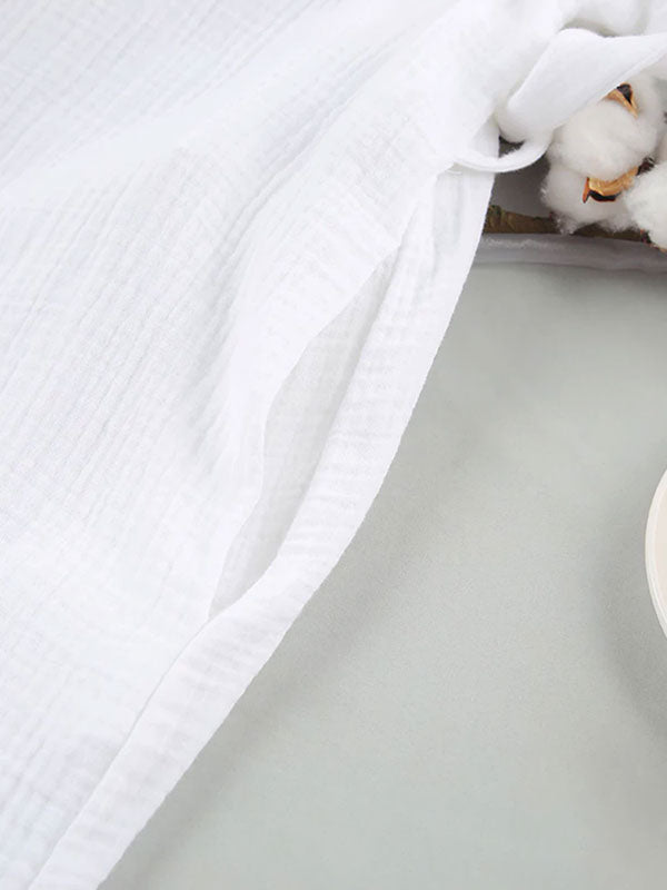 Robe de Chambre Femme mi-Longue en Coton Blanc "Nid Douillet"